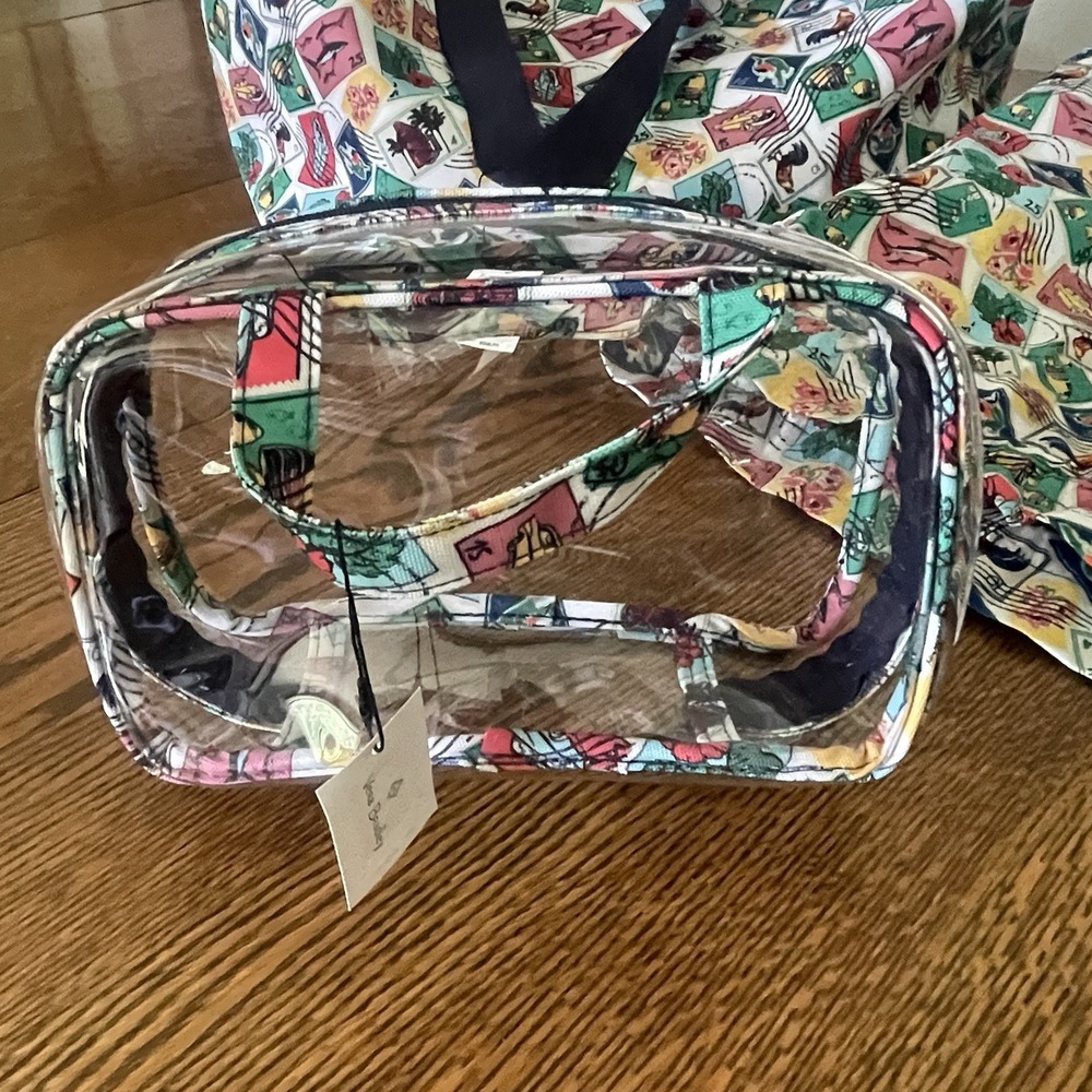 Vera Bradley Cuban Stamps Drawstring Family Tote and Mini Ditty Travel Set NWT - Picture 6 of 15